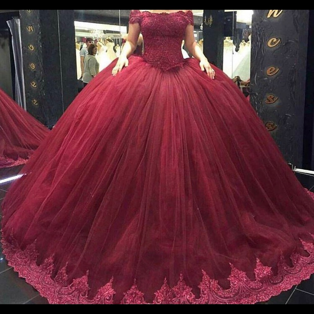 Custom Made ball gown off-the-shoulder dress